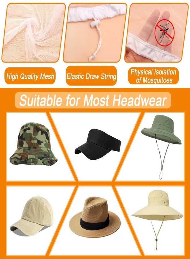 انفين غطاء رأس شبكي للحماية من البعوض والحشرات من أنفين، مناسب للصيد والتخييم والبستنة - غطاء وجه شبكي قابل للتهوية ومتوافق مع القبعات، يحمي من الحشرات الصغيرة والناموسيات (عبوة من 3 قطع، تصميم مطور من قطعة واحدة، أبيض) - Image 2